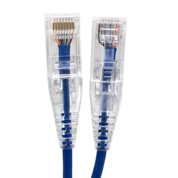 Micro Connectors Micro Connectors E08-050BL-SLIM5 50 ft. Ultra Slim 28AWG Cat6 UTP RJ45 Patch Cables; Blue - Pack of 5 - E08-050BL-SLIM5