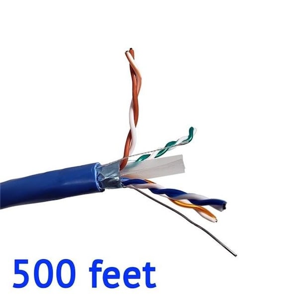 Micro Connectors Micro Connectors TR4-560SHBL-500 500 ft. Solid Shielded STP CAT6 Bulk Ethernet Cable - Blue - TR4-560SHBL-500
