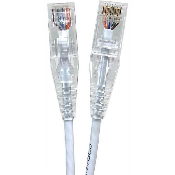Micro Connectors Micro Connectors E08-025W-SLIM5 25 ft. Ultra Slim 28AWG Cat6 UTP RJ45 Patch Cables; White - Pack of 5 - E08-025W-SLIM5