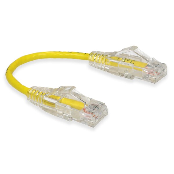 Adaptador 6IN RJ-45 MACHO A RJ-45 MACHO CAT6 RECTO AMARILLO DELGADO UTP DE COBRE PVC - ADD-0-5FSLCAT6-YW