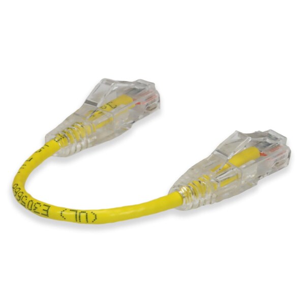 Adaptador 6IN RJ-45 MACHO A RJ-45 MACHO CAT6 RECTO AMARILLO DELGADO UTP DE COBRE PVC - ADD-0-5FSLCAT6-YW