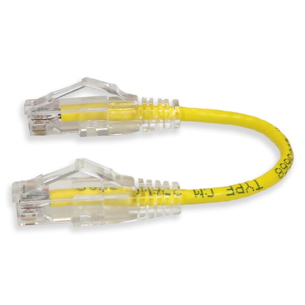 Adaptador 6IN RJ-45 MACHO A RJ-45 MACHO CAT6 RECTO AMARILLO DELGADO UTP DE COBRE PVC - ADD-0-5FSLCAT6-YW