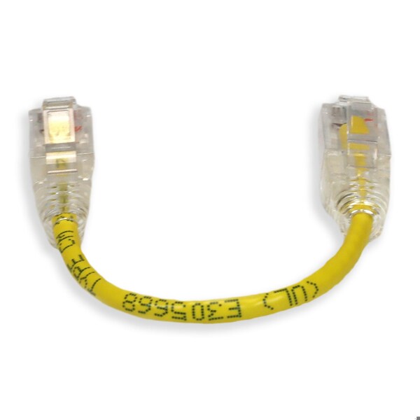 Adaptador 6IN RJ-45 MACHO A RJ-45 MACHO CAT6 RECTO AMARILLO DELGADO UTP DE COBRE PVC - ADD-0-5FSLCAT6-YW