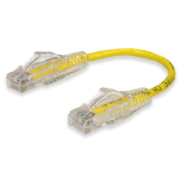 Adaptador 6IN RJ-45 MACHO A RJ-45 MACHO CAT6 RECTO AMARILLO DELGADO UTP DE COBRE PVC - ADD-0-5FSLCAT6-YW