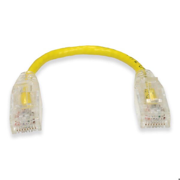 Adaptador 6IN RJ-45 MACHO A RJ-45 MACHO CAT6 RECTO AMARILLO DELGADO UTP DE COBRE PVC - ADD-0-5FSLCAT6-YW