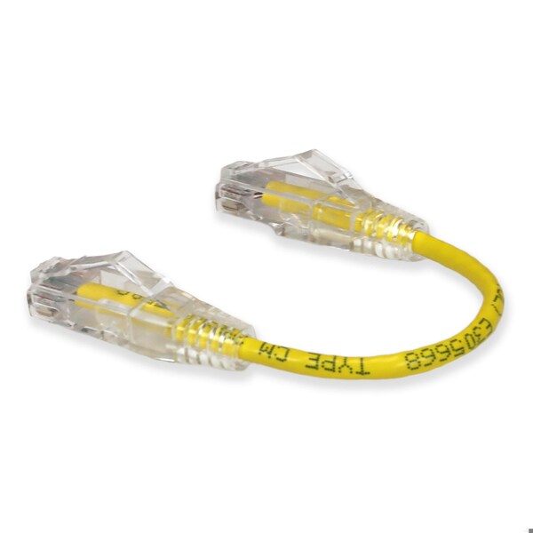 Adaptador 6IN RJ-45 MACHO A RJ-45 MACHO CAT6 RECTO AMARILLO DELGADO UTP DE COBRE PVC - ADD-0-5FSLCAT6-YW
