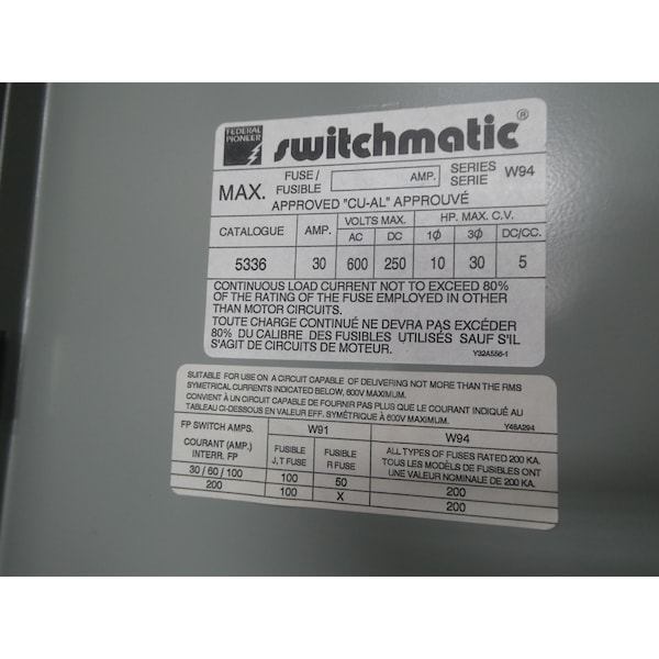 Federal Pioneer 3P 30A AMP 600V-AC NON-FUSIBLE DISCONNECT SWITCH - 5336

Interruptor de desconexión NO FUSIBLE de Federal Pioneer de 3P 30A AMP 600V-AC - 5336