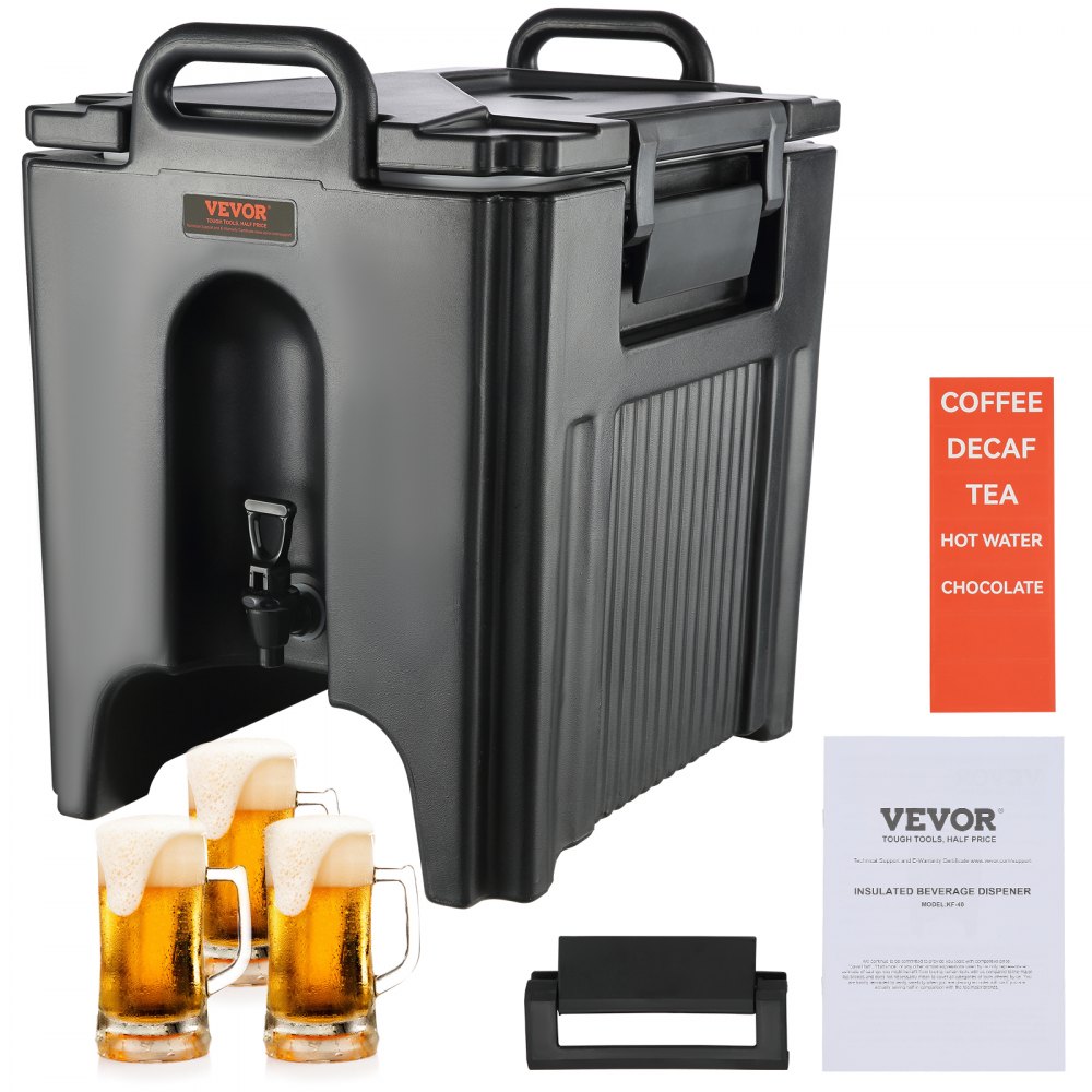VEVOR Insulated Beverage Dispenser, 10 Gallon, Food-grade LL9450UP Hot and Cold Beverage Server, Thermal Drink Dispenser Cooler with 1.18 in PU Layer Two-Stage Faucet Handle, for Restaurant Drink Shop - YLHLQQFX10JL0JHFAV0