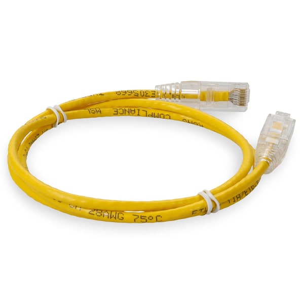 Add-On 4FT RJ-45 MALE TO RJ-45 MALE STRAIGHT YELLOW CAT6 SLIM UTP COPPER PVC - ADD-4FSLCAT6-YW