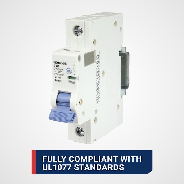 Automation Systems Interconnect 20 Amp Standard 18mm MCB, 1 Pole, UL1077, B Trip Curve, 12PK - NDB2-63B20-1
