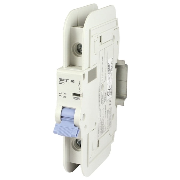 Automation Systems Interconnect 25 Amp Circuit Breaker, Din Rail Mount, 1 Pole, 240V AC 60V DC, Long Trip Curve - NDB2T-63D25-1L
