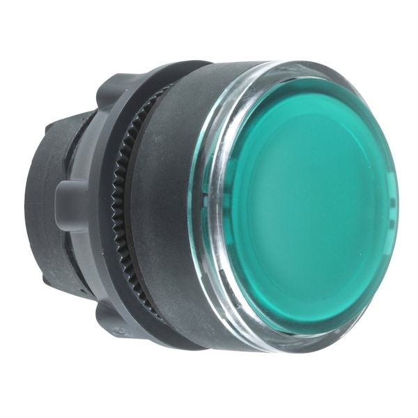 Cabezal Schneider Electric para botón pulsador iluminado, Harmony XB5, plástico, verde, de 22mm, con LED universal, para inserción de leyenda - ZB5AA38