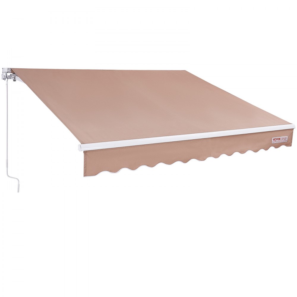 VEVOR Manual Retractable Awning, 13 x 8 ft Outdoor Patio Awning Retractable Sun Shade, Water-Resistant Polyester Patio Door Window Awning Sunshade Shelter with Crank Handle for Backyard, Balcony - SSSZYPKQSQBSR0WE6V0