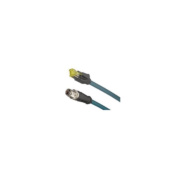Woodhead Micro-Change M12 To Standard Rj-45 Cat6A Double-Ended Cordset, 8 Pole - E26E06020M020