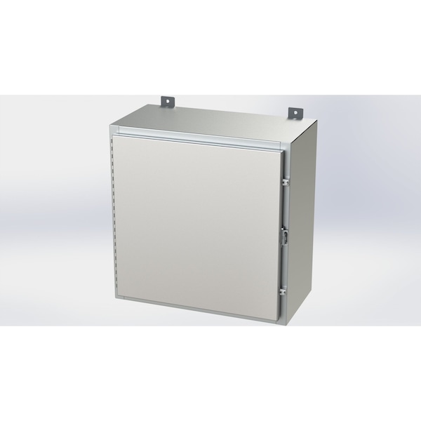 Saginaw Control & Engineering 304 Stainless Steel Electrical Enclosures, 24 in H, 12 in D, 24 in W, NEMA 4X, Hinged - SCE-24H2412SSLP
