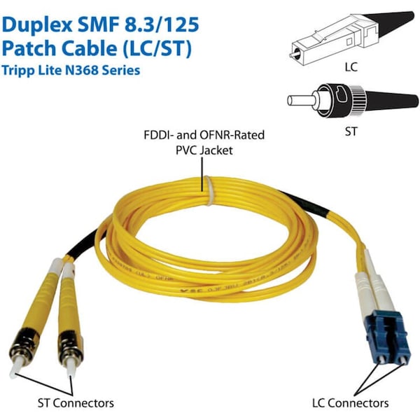 Tripp Lite Fiber Optic Cable, Dplx, SMF, 8.3, LC, 30m - N368-30M