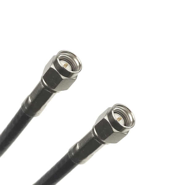 Remington Industries RG-58C Coaxial Cable Assembly w/SMA (Male) to SMA (Male) Connectors, 50 Ohm Impedance, 25 ft Length - R-CX-1100-300