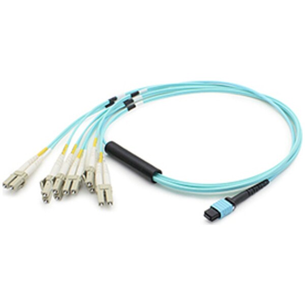 Add-On Este es un MPO de 1M (hembra) a 6XLC (macho) 12 hebras Aqua Duplex - ADD-MPO-6LC1M5OM3
