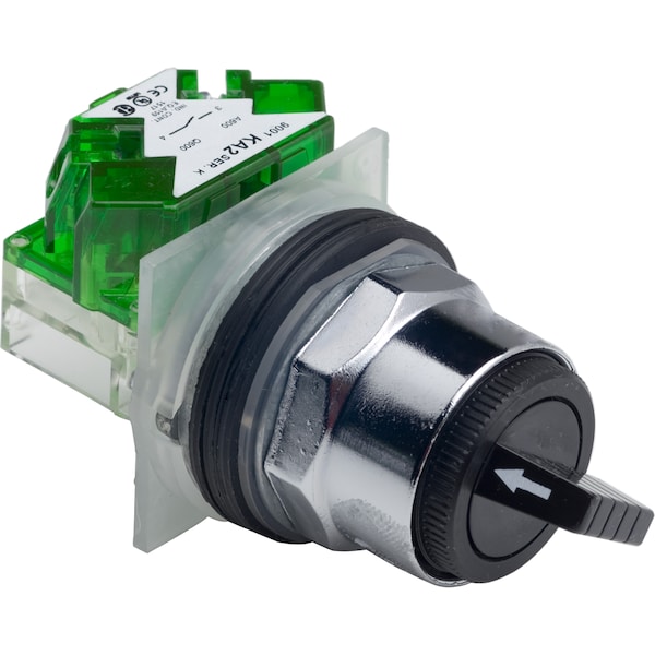 Interruptor selector Schneider Electric, Harmony 9001K, metal, mango estándar, negro, 30mm, 2 posiciones, fijo, 1NA - 9001KS11BH5