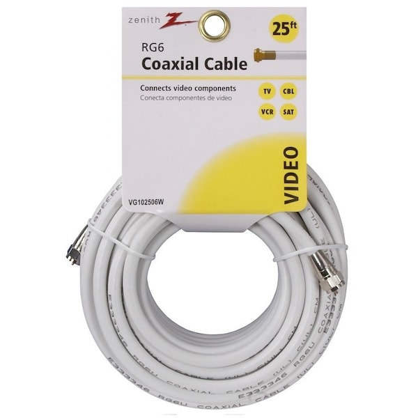 Zenith RG6 Coaxial Cable, F-Type, F-Type - VG102506W