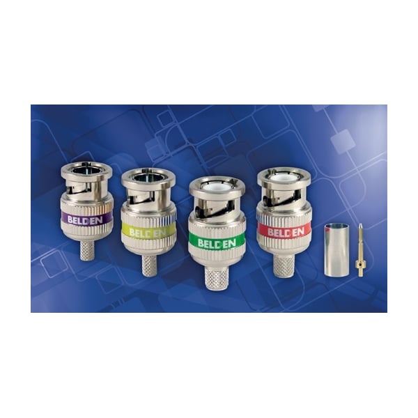 Belden RG59BNC HD CONN 3-PC, CRIMP POL. NICKEL RED, 75 OHM ROHS - 1505ABHD3