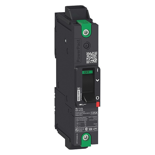 Square D Molded Case Circuit Breaker, BJL Series, 20A, 1 Pole, 347/600V AC, 100kA at 240V AC, B Curve - BJL16020
