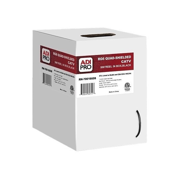 Adipro 18 AWG Copper-Clad Steel RG6, Quad-Shield, Non-Plenum CATV - RN-70016608