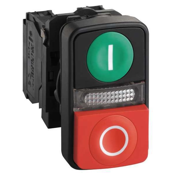 Operador Multi-Cabezal Iluminado de Schneider Electric con Contacto, 22 mm, 1NA/1NC, Rectangular - XB5AW73731G5