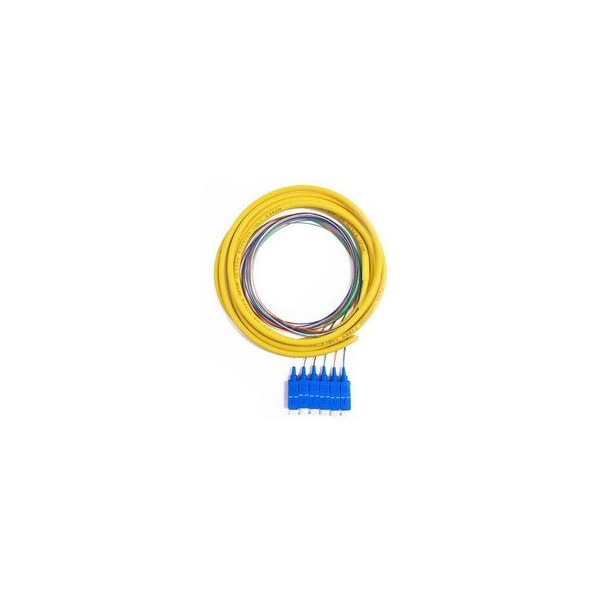 Swe-Tech 3C 6 Strand Fiber Dist Pigtail, Singlemode, LC/UPC Conn, Blue Boots, 3 meter - FWT15F2-02106