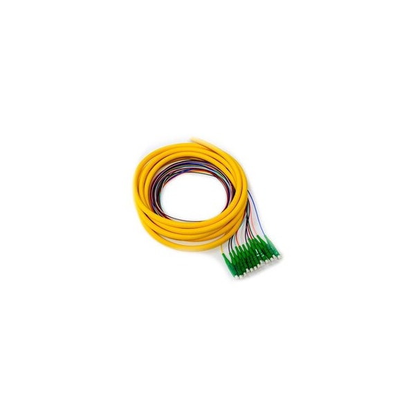 Pigtail de distribución de fibra óptica de 12 hebras, 9/125 Monomodo, Bota Verde LC/APC 3 metros - FWT15F2-02212
