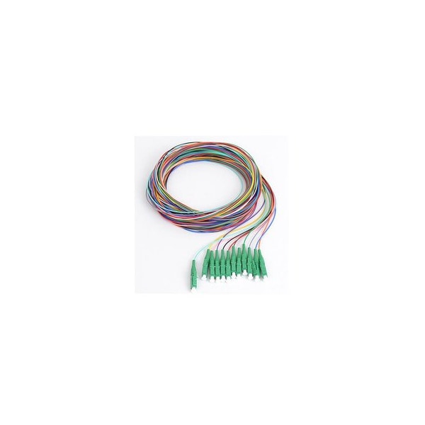 Swe-Tech 3C 12 Strand Fiber Pigtail, 9/125 SinglemodeGreen Boot, LC/APC, 3 meter - FWT15F1-02212