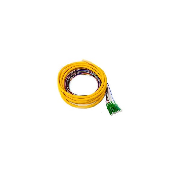 Swe-Tech 3C 6 Strand fiber distribution pigtail, 9/125 SinglemodeGreen Boot, LC/APC 3 meters - FWT15F2-02206