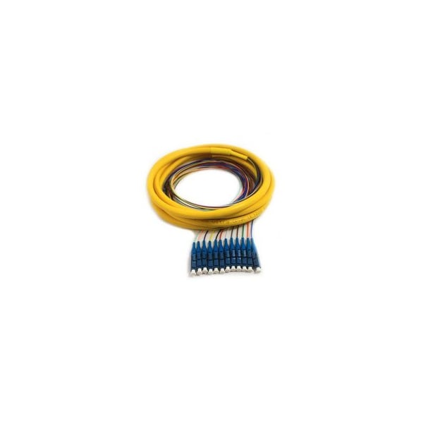 Swe-Tech 3C 12 Strand Fiber Dist Pigtail, Singlemode, LC/UPC Conn, Blue Boots, 3 meter - FWT15F2-02112