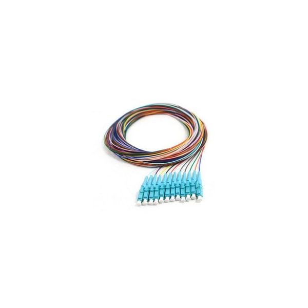 Swe-Tech 3C 12 Strand Fiber Pigtail, 50/125 MultmodeAqua Boot, OM3, LC/PC connectors, 3 meter - FWT15F1-42012