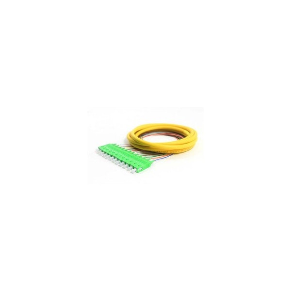 Swe-Tech 3C 12 Strand Fiber Dist Pigtail, Singlemode, SC/APC Conn, Green Boots, 3 meter - FWT15F2-00212
