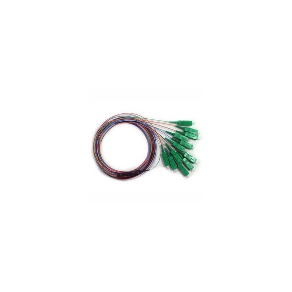 Swe-Tech 3C 12 Strand Fiber Ribbon Pigtail, 9/125 SinglemodeGreen Boot, SC/APC, 3 meters - FWT15F2-20012