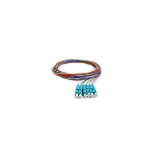 Swe-Tech 3C 6 Strand Fiber Pigtail, 50/125 MultmodeAqua Boot, OM3, LC/PC connectors, 3 meter - FWT15F1-42006