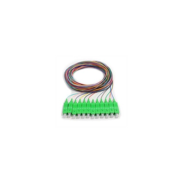 Swe-Tech 3C 12 Strand Fiber Pigtail, 9/125 SinglemodeGreen Boot, ST/APC, 3 meter - FWT15F1-01212