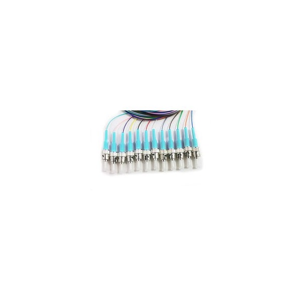 Swe-Tech 3C Fiber Pigtail, MM, OM3, 12 Fiber, ST/PC, 3M, Aqua Boot - FWT15F1-41012