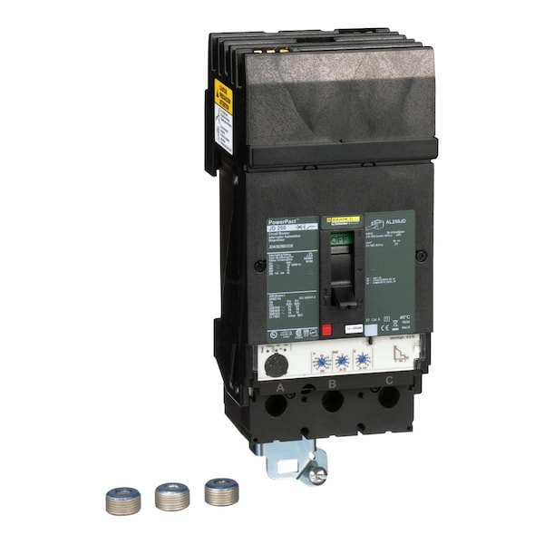 Schneider Electric Molded Case Circuit Breaker, JDA Series, 250A, 3 Pole, 600V AC, 25kA at 240V AC - JDA36250U33X