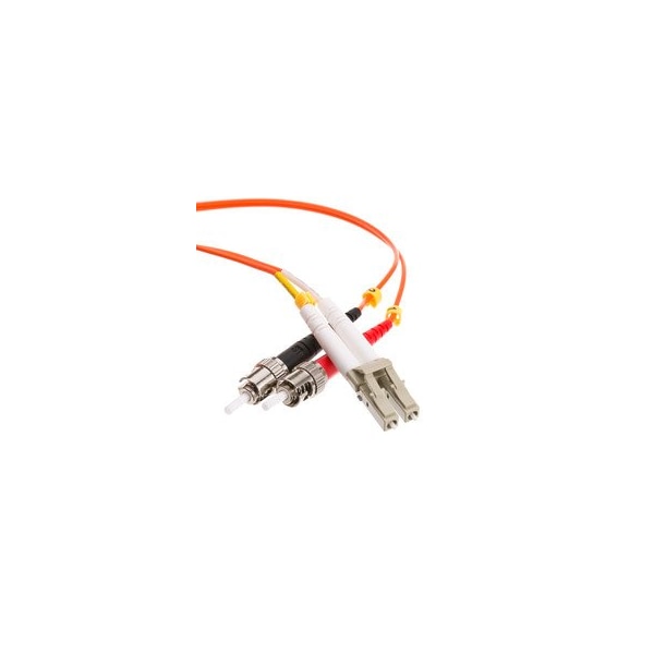 Swe-Tech 3C LC/UPC to ST/UPC OM2 Duplex 2.0mm Fiber Optic Patch Cord, OFNR, 50/125, Orange, Beige LC connector - FWTLCST-11002