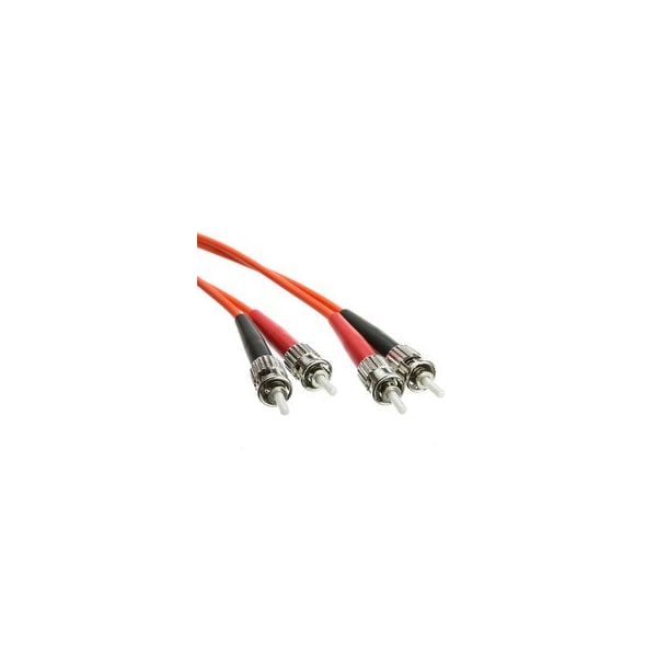 Cable de parche de fibra óptica Swe-Tech 3C ST/UPC OM1 Duplex 2.0mm, OFNR, 62.5/125, Naranja, Bota Roja/Negra, 1 metro/3.3 pies - FWTSTST-11101