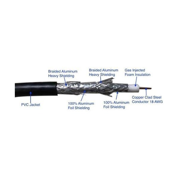 Adipro 18 AWG Copper-Clad Steel RG6, Quad-Shield, Non-Plenum CATV - RN-7001158