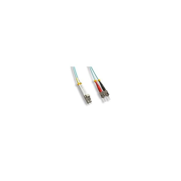 Swe-Tech 3C LC/UPC to ST/UPC OM4 Duplex 2.0mm Fiber Optic Patch Cord, OFNR, 50/125 10Gbit, Aqua, 1 meter3.3ft - FWTLCST-41001
