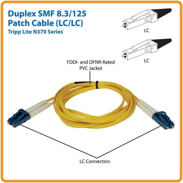 Tripp Lite Fiber Optic Cable, Dplx, SMF, 8.3, LC/LC, 10m - N370-10M