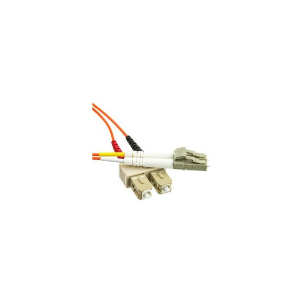 Cable de parche de fibra óptica Swe-Tech 3C LC/UPC a SC/UPC OM1 Duplex 2.0mm, OFNR, 62.5/125, Org, Conector Beige, 3 metros - FWTLCSC-11103