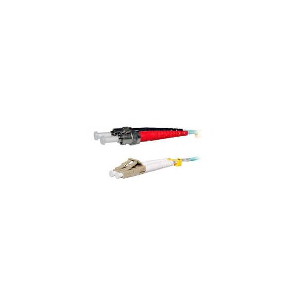 Cordón de parche de fibra óptica dúplex OM3 LC/UPC a ST/UPC de Swe-Tech 3C, 2.0mm, OFNR, 50/125, Aqua, Beige LC Conector - FWTLCST-31003