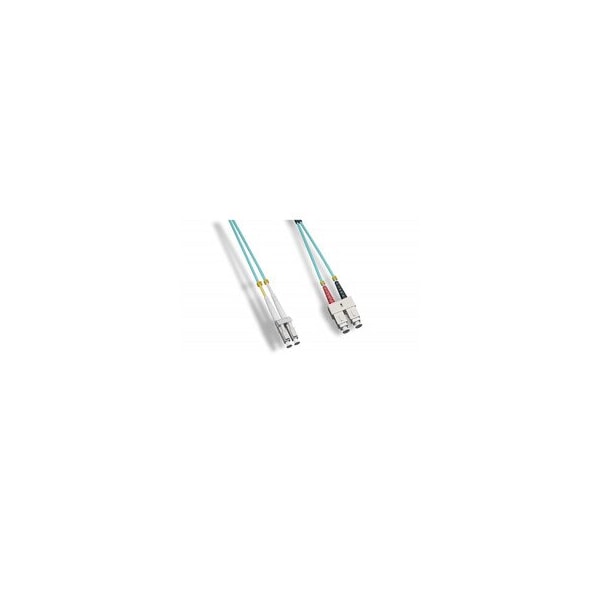 Swe-Tech 3C LC/UPC to SC/UPC OM4 Duplex 2.0mm Fiber Optic Patch Cord, OFNR, 50/125 10Gbit, Aqua, 5 meter16.5ft - FWTLCSC-41005