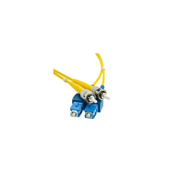 Swe-Tech 3C SC/UPC to ST/UPC OS2 Duplex 2.0mm Fiber Optic Patch Cord, OFNR, Singlemode 9/125, Yellow, 5 meter - FWTSCST-01205
