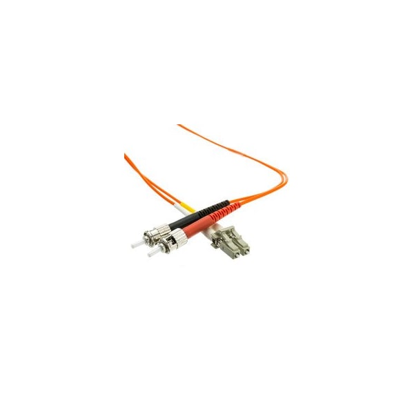Cable de conexión óptica de fibra OM1 dúplex de Swe-Tech 3C LC a ST 2.0mm, 62.5/125, naranja, conector LC beige, bota roja/negra ST - FWTLCST-11101